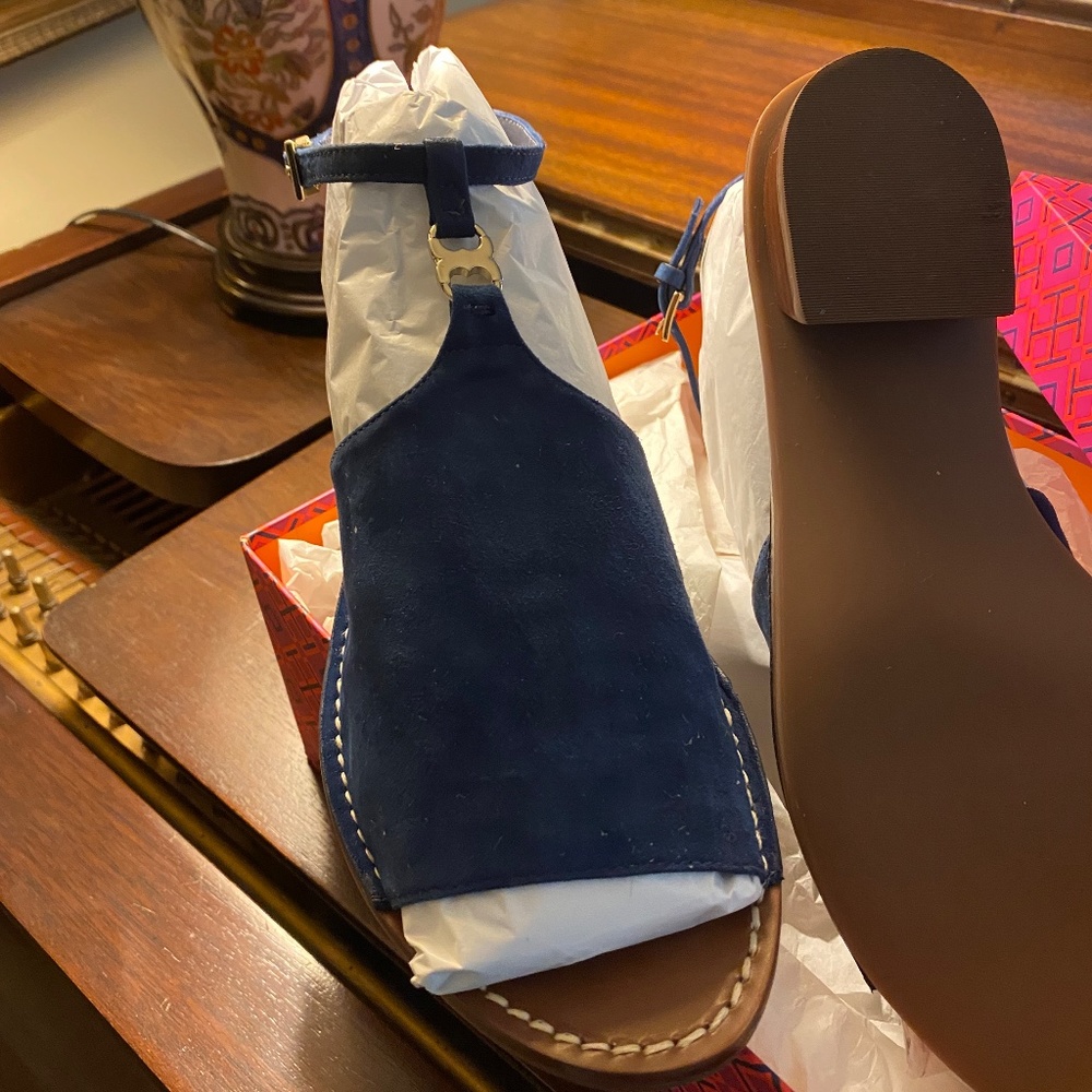 Troy Burch Royal Navy Suede Sandals